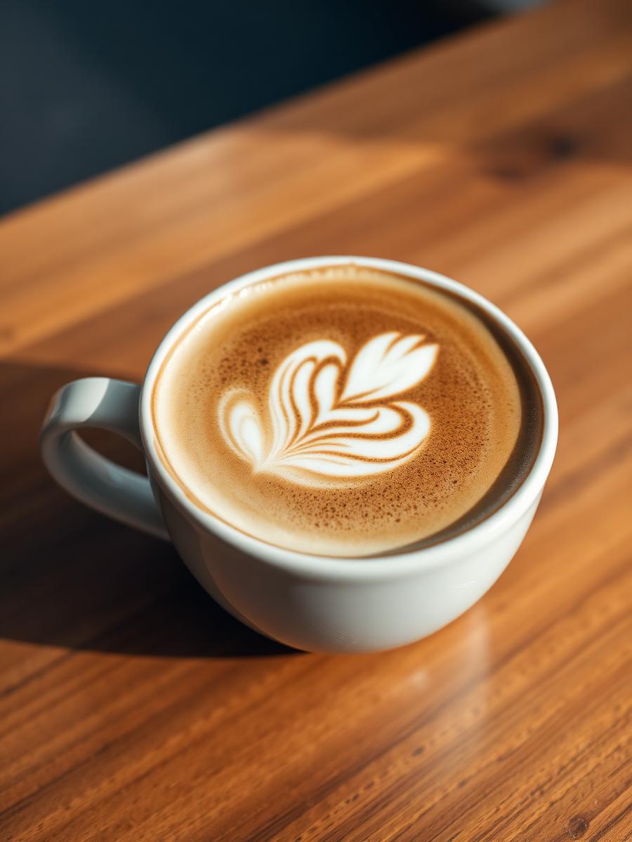Cappuccino finished with a custom branded foam stencil