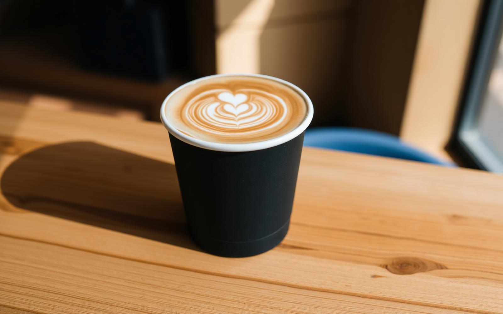 Freshly poured latte with rosetta latte art